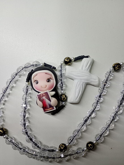 Terço Santa Faustina em Biscuit