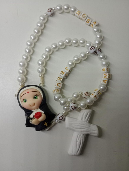 Terço Santa Rita em Biscuit com Nome