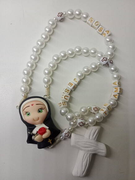 Terço Santa Rita em Biscuit com Nome
