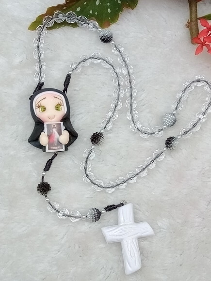 Terço Santa Faustina em Biscuit