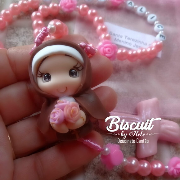 Terços Santa Terezinha com Nome em Biscuit.