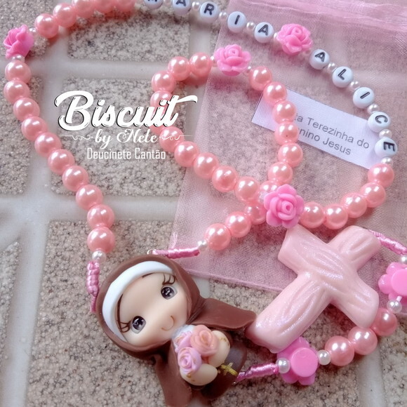 Terços Santa Terezinha com Nome em Biscuit.