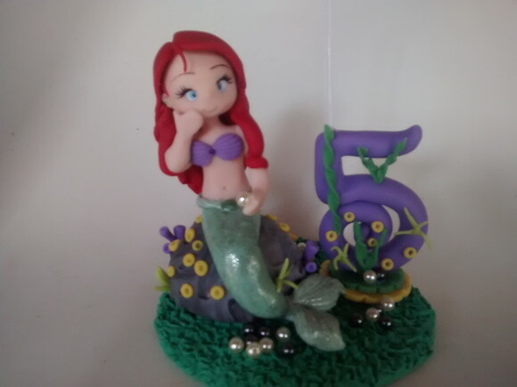 Topo De Bolo + Vela Pequena Sereia