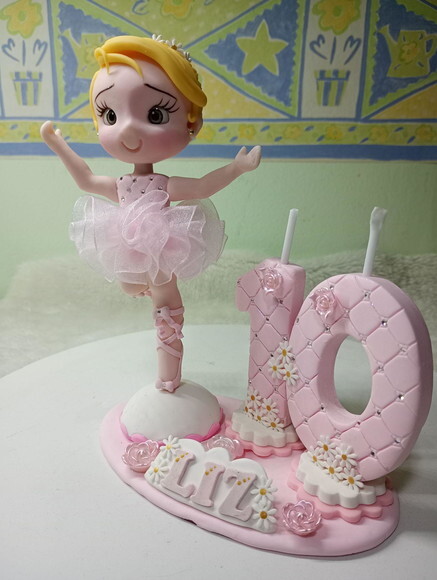 Topo de Bolo Bailarina em Biscuit