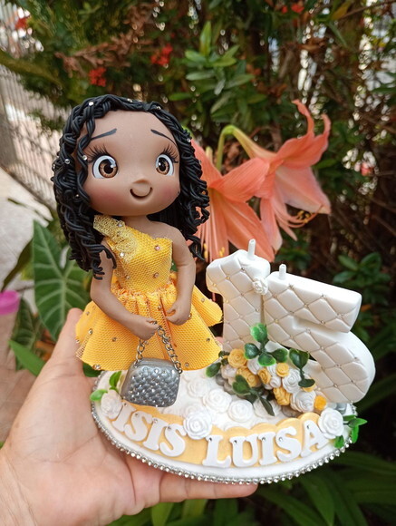 Topo de Bolo Debutante 15 Anos em Biscuit
