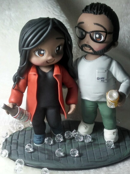 Topo de Bolo Personalizado Casal com Skol