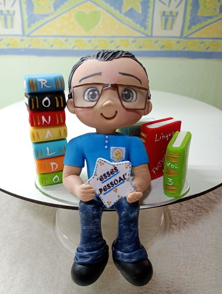 Topo de Bolo Personalizado Professor em Biscuit