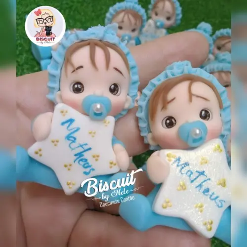 15 Lembrancinhas Bebê Estrelinha Menino Biscuit 1