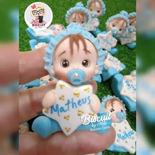 15 Lembrancinhas Bebê Estrelinha Menino Biscuit 1