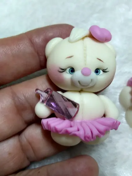 30 Apliques Ursinha Bailarina em Biscuit