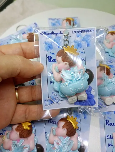 30 Chaveirinhos Bebê Realeza Menino em Biscuit.