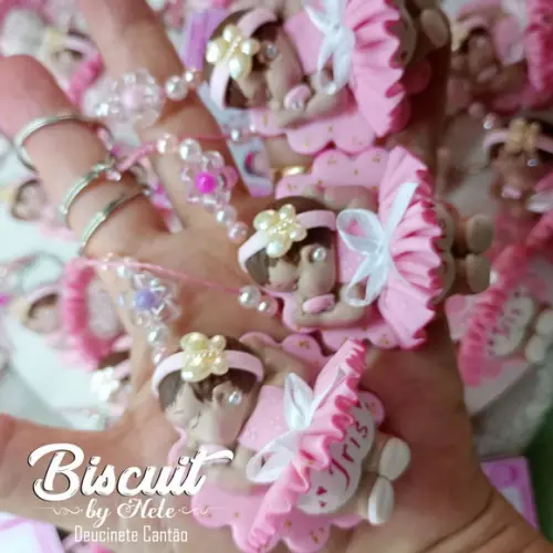 30 Chaveirinhos Bebê Soneca Morena Biscuit