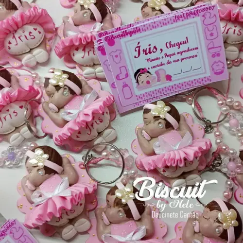 30 Chaveirinhos Bebê Soneca Menina em Biscuit.