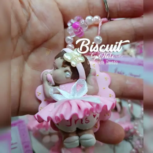 30 Chaveirinhos Bebê Soneca Menina em Biscuit.