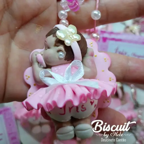 30 Chaveirinhos Bebê Soneca Morena Biscuit