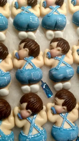 30 Lembrancinha Bebê Bumbum Menino Biscuit