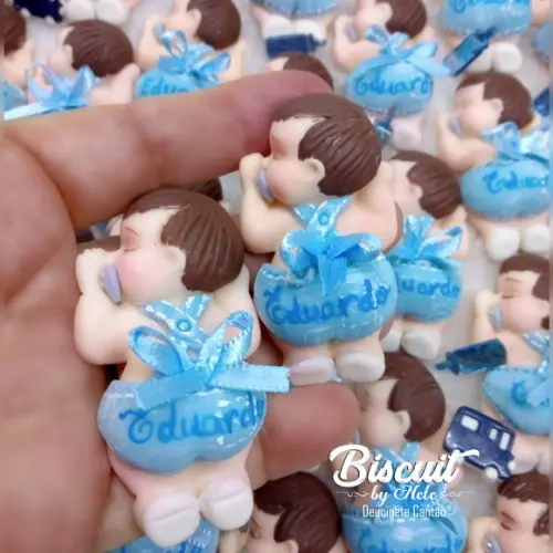 30 Lembrancinhas Bebê Bumbum Menino Biscuit