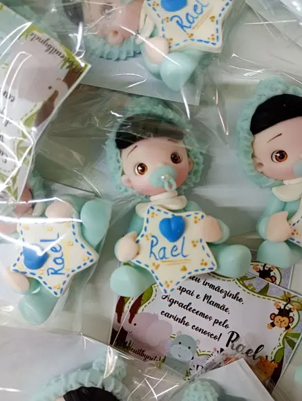 30 Lembrancinhas Bebê com Estrelinha Menino Biscuit