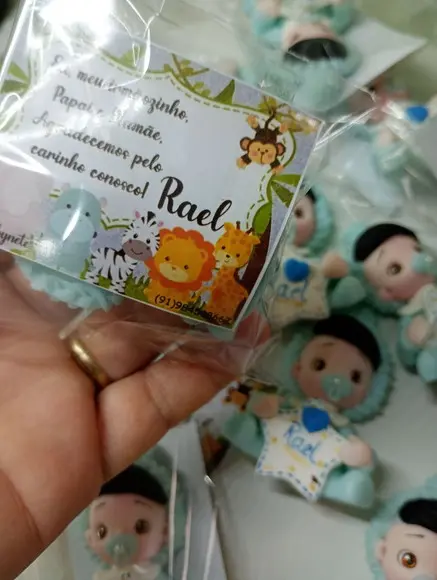 30 Lembrancinhas Bebê com Estrelinha Menino Biscuit