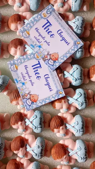 30 Lembrancinhas Bebê Bumbum Menino Biscuit