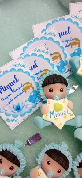 30 Lembrancinhas Bebê com Estrelinha Menino Biscuit