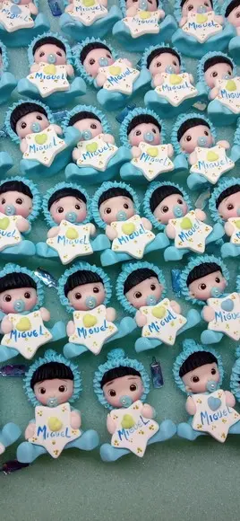 30 Lembrancinhas Bebê com Estrelinha Menino Biscuit