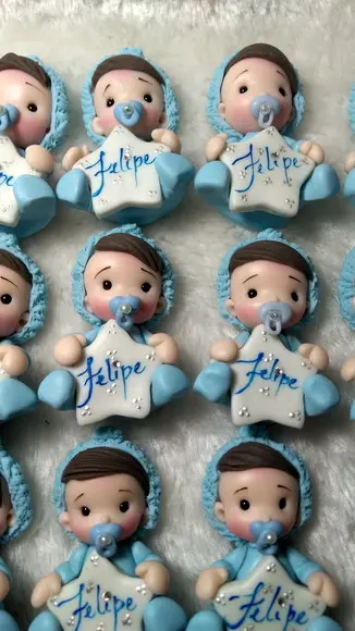30 Lembrancinhas Bebê com Estrelinha Menino Biscuit3