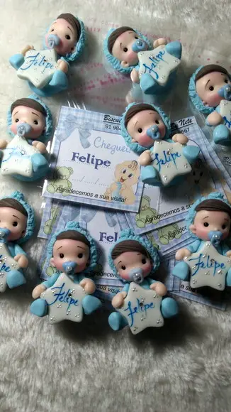 30 Lembrancinhas Bebê com Estrelinha Menino Biscuit3