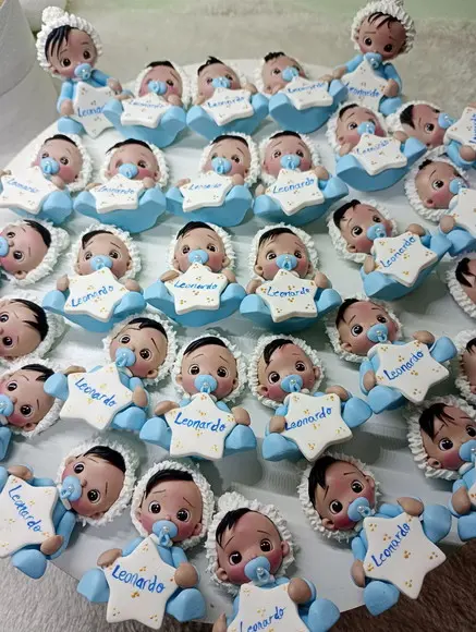 30 Lembrancinhas Bebê com Estrelinha Moreninho Biscuit3