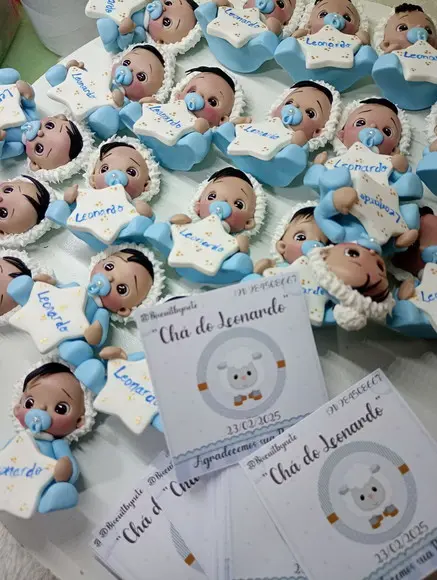 30 Lembrancinhas Bebê com Estrelinha Moreninho Biscuit3
