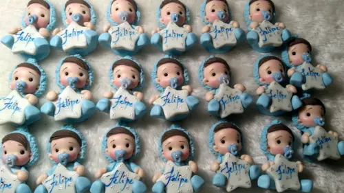 30 Lembrancinhas Bebê com Estrelinha Menino Biscuit3