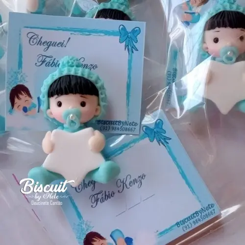 30 Lembrancinhas Bebê Estrelinha Menino Biscuit 4