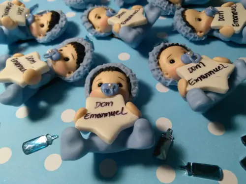 30 Lembrancinhas Bebê Estrelinha Menino em Biscuit 1
