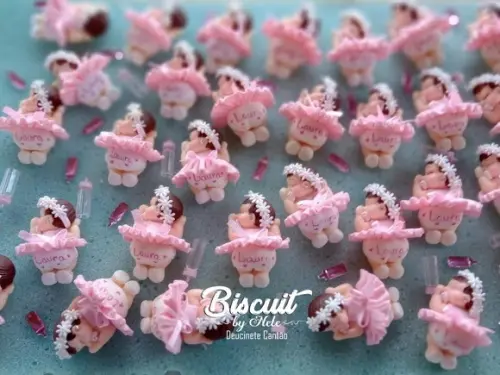 30 Lembrancinhas Bebê Soneca com Guirlanda Biscuit