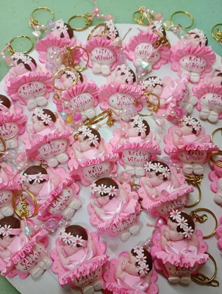 30 Lembrancinhas Bebê Soneca com Guirlanda Biscuit