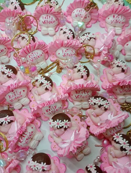 30 Lembrancinhas Bebê Soneca com Guirlanda Biscuit
