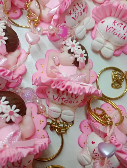 30 Lembrancinhas Bebê Soneca com Guirlanda Biscuit