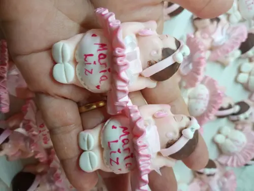 30 Lembrancinhas Bebê Soneca Menina Biscuit