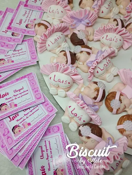 30 Lembrancinhas Bebê Soneca Menina Biscuit