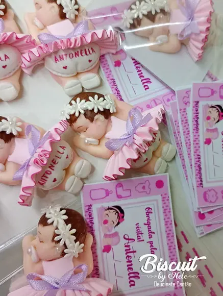 30 Lembrancinhas Bebê Soneca Menina Biscuit
