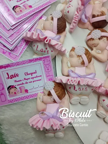 30 Lembrancinhas Bebê Soneca Menina Biscuit