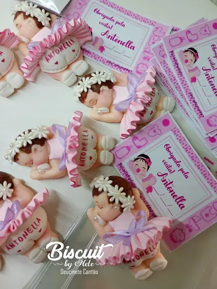30 Lembrancinhas Bebê Soneca Menina Biscuit