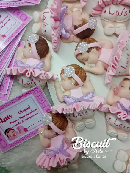 30 Lembrancinhas Bebê Soneca Menina Biscuit