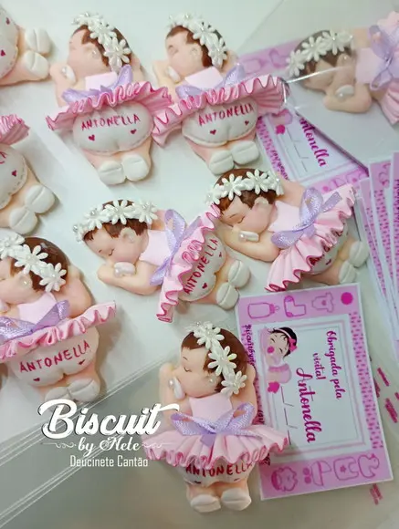 30 Lembrancinhas Bebê Soneca Menina Biscuit