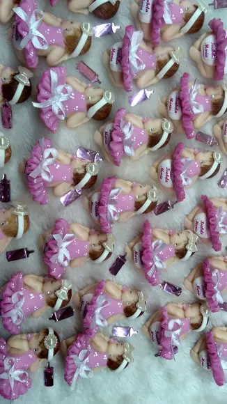 30 Lembrancinhas Bebê Soneca Menina em Biscuit.