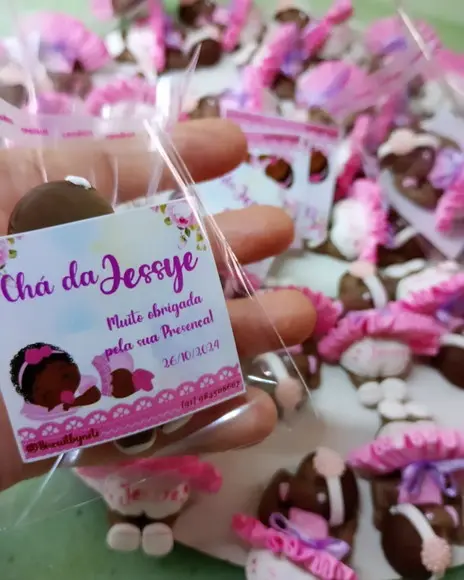 30 Lembrancinhas Bebê Soneca Menina Negra Biscuit