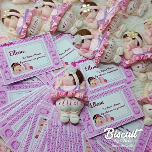 40 Lembrancinhas Bebê Soneca Menina Biscuit