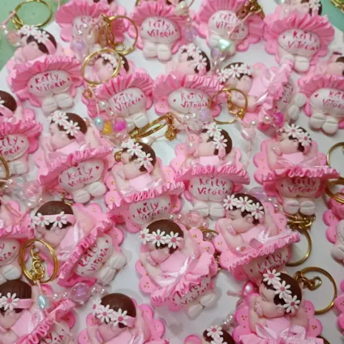 60 Lembrancinhas Bebê Soneca com Guirlanda Biscuit