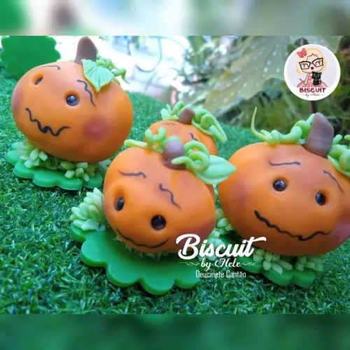 Aplique Abóboras Halloween em Biscuit