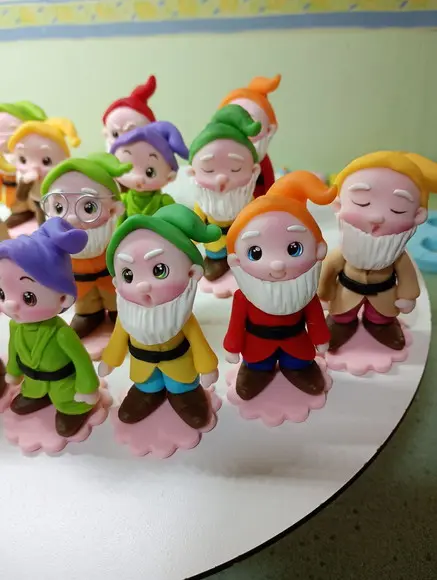 Apliques 7 Anões Branca de Neve em Biscuit